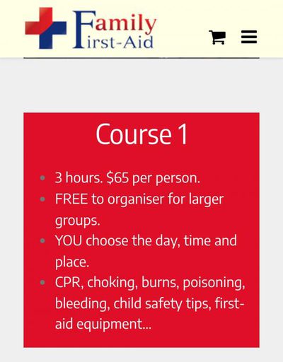 content of Family First-Aide Course